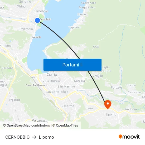 CERNOBBIO to Lipomo map