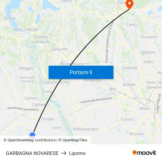 GARBAGNA NOVARESE to Lipomo map