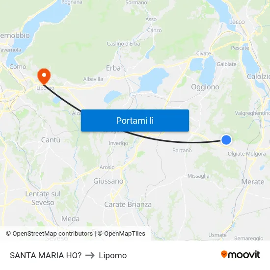 SANTA MARIA HO? to Lipomo map