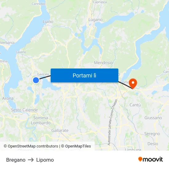 Bregano to Lipomo map