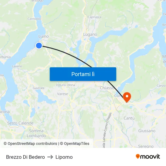 Brezzo Di Bedero to Lipomo map