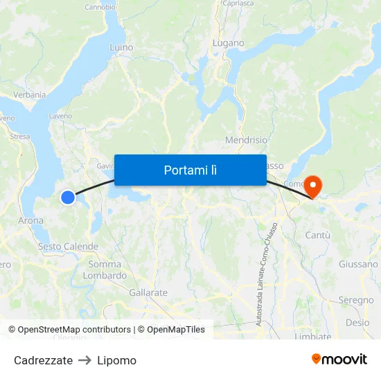 Cadrezzate to Lipomo map