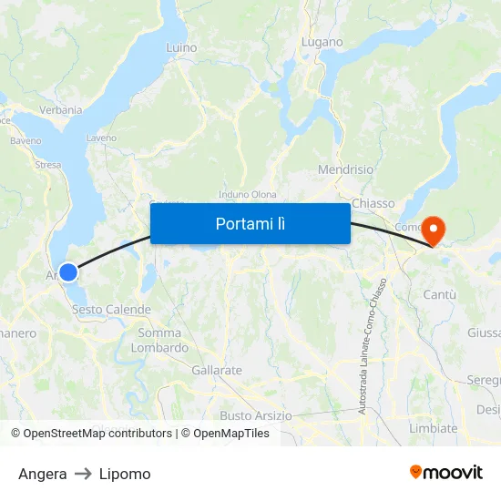 Angera to Lipomo map