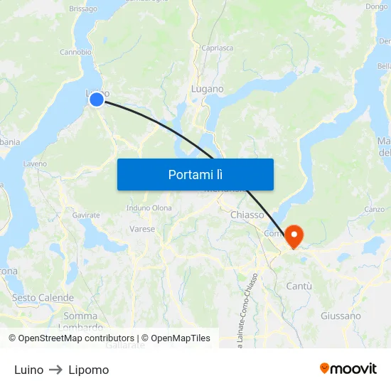 Luino to Lipomo map