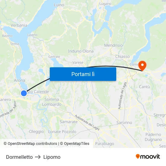 Dormelletto to Lipomo map