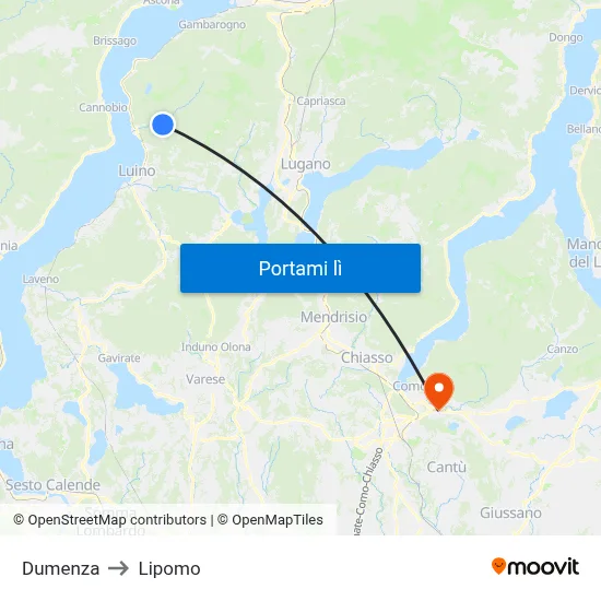 Dumenza to Lipomo map