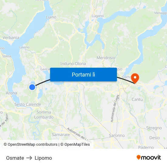 Osmate to Lipomo map