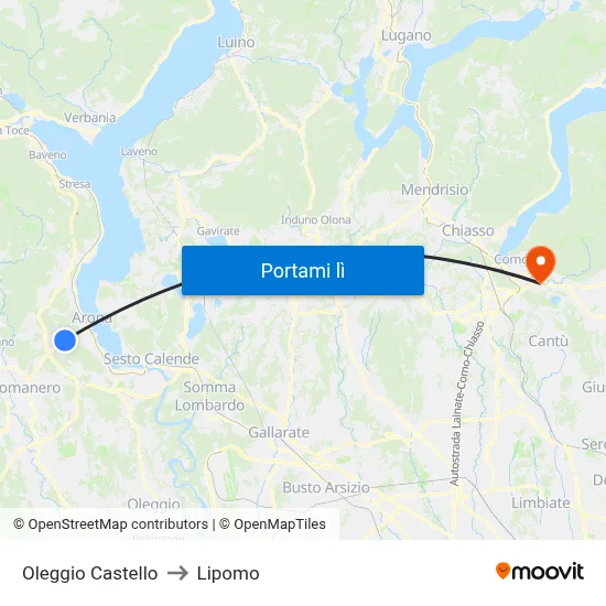 Oleggio Castello to Lipomo map