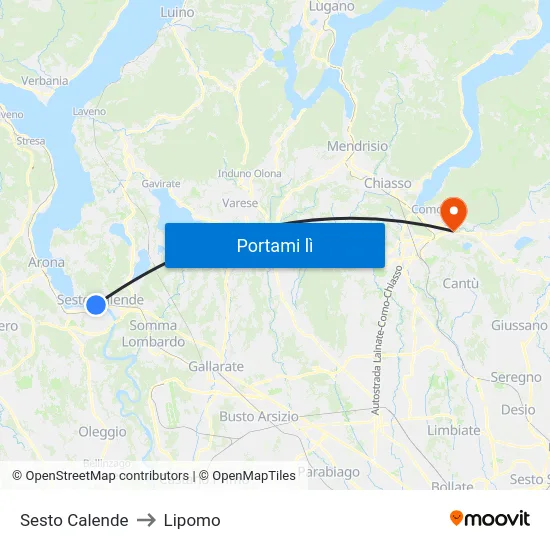 Sesto Calende to Lipomo map