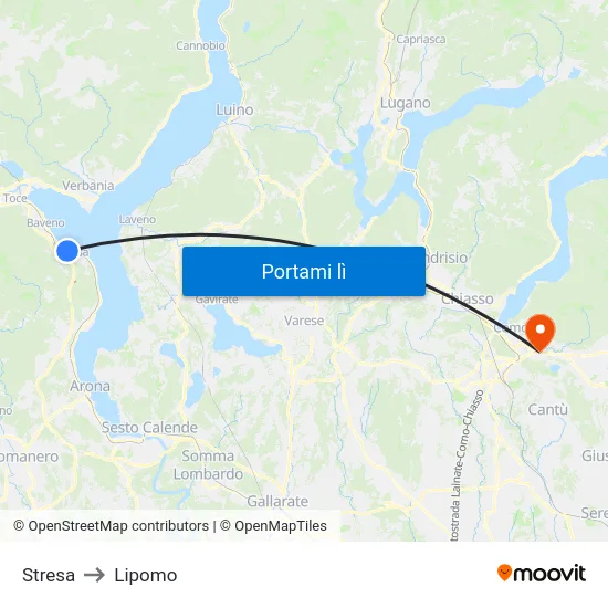 Stresa to Lipomo map