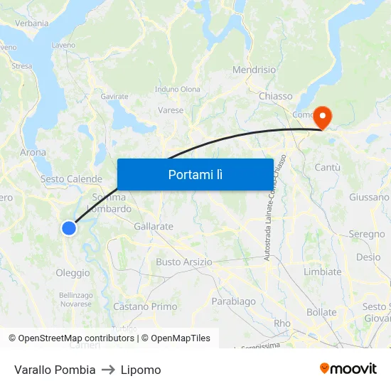 Varallo Pombia to Lipomo map