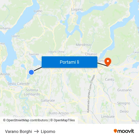 Varano Borghi to Lipomo map