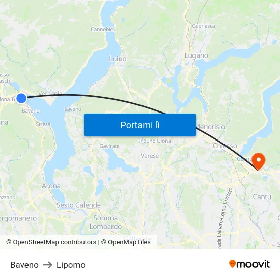 Baveno to Lipomo map