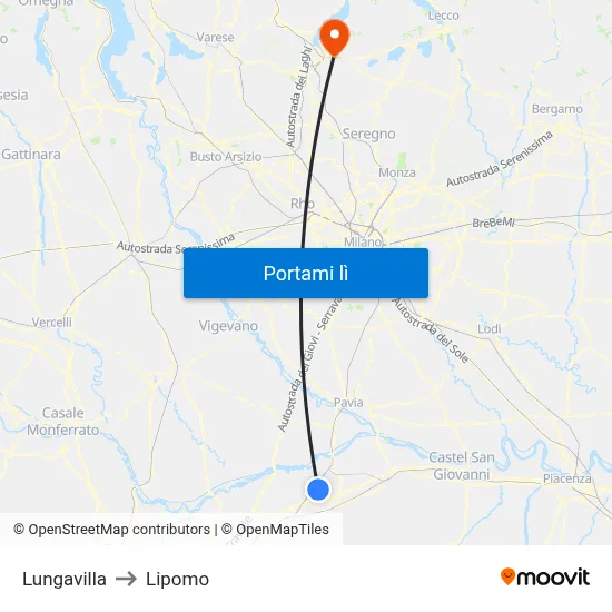 Lungavilla to Lipomo map
