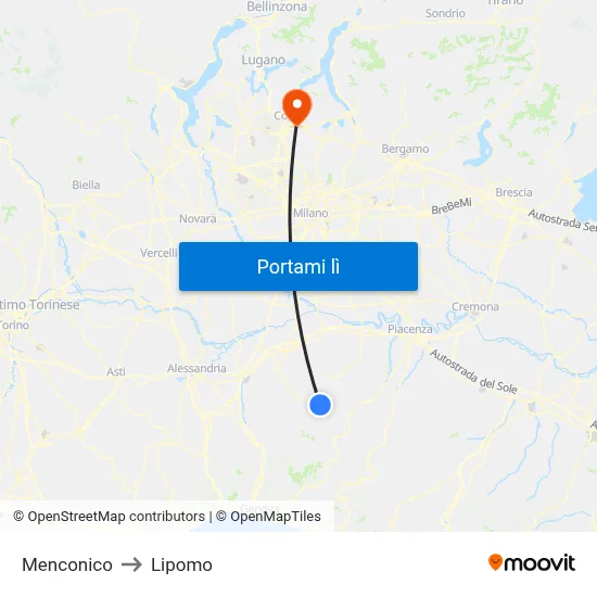 Menconico to Lipomo map