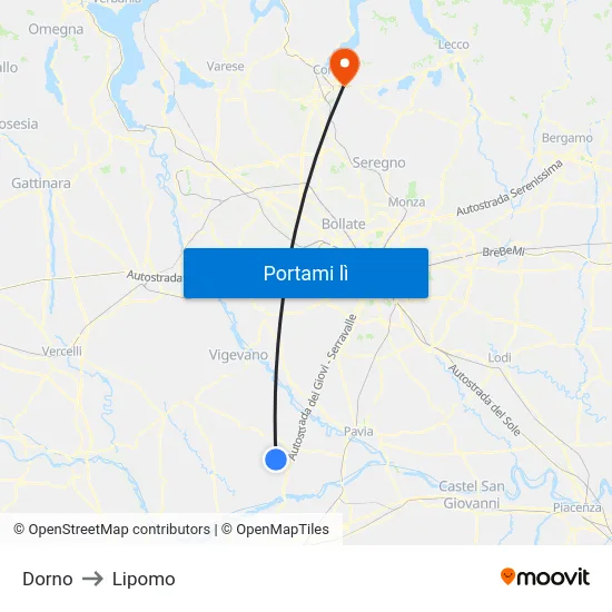 Dorno to Lipomo map