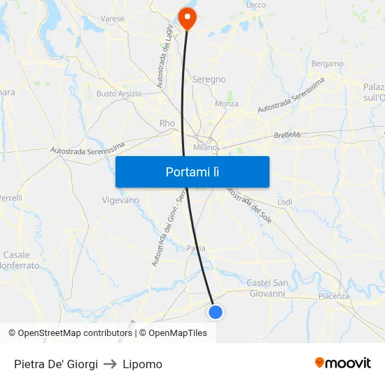 Pietra De' Giorgi to Lipomo map