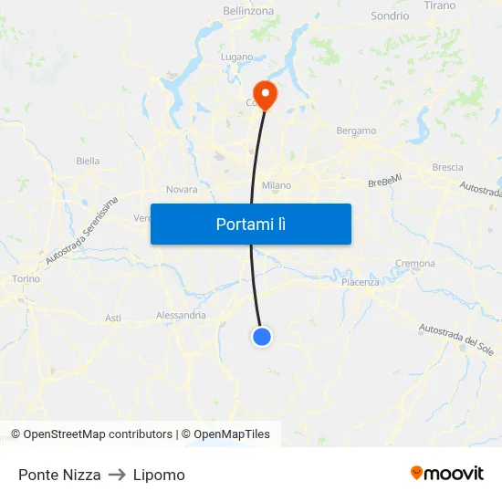 Ponte Nizza to Lipomo map