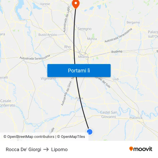 Rocca De' Giorgi to Lipomo map