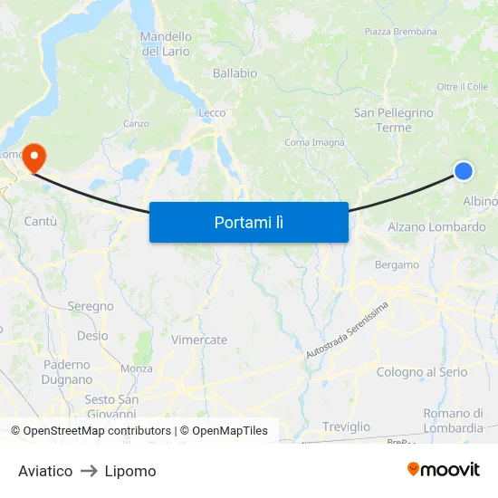 Aviatico to Lipomo map