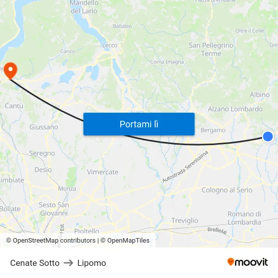 Cenate Sotto to Lipomo map