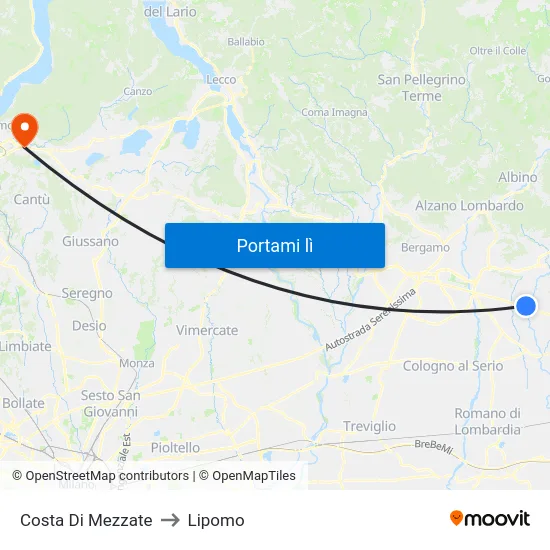 Costa Di Mezzate to Lipomo map
