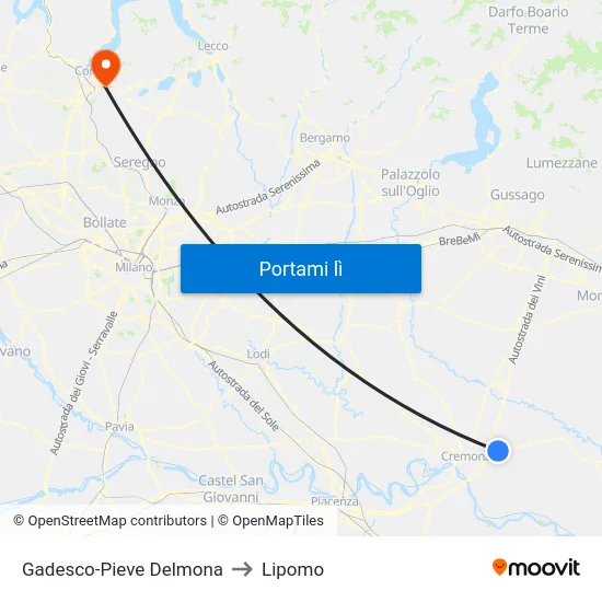 Gadesco-Pieve Delmona to Lipomo map