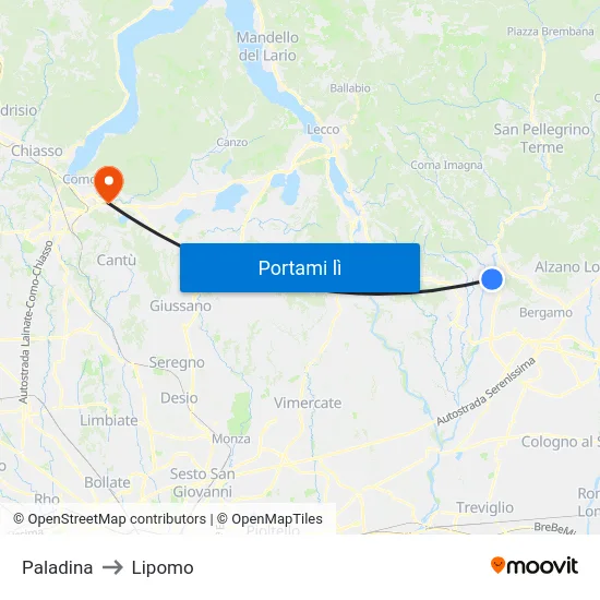 Paladina to Lipomo map