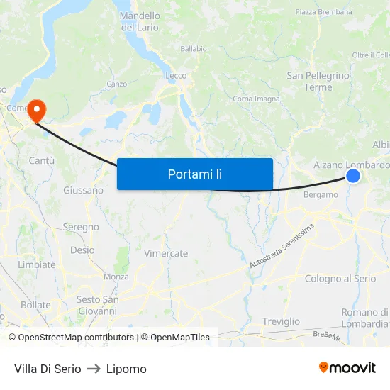 Villa Di Serio to Lipomo map