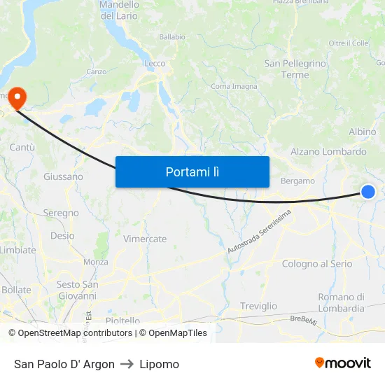 San Paolo D' Argon to Lipomo map