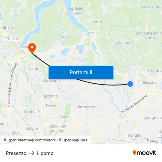 Presezzo to Lipomo map