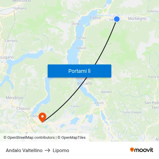 Andalo Valtellino to Lipomo map