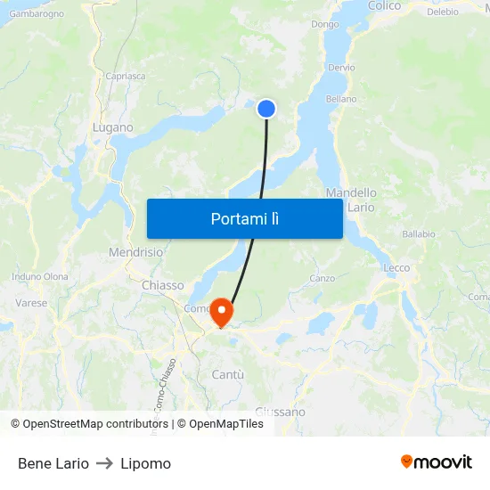 Bene Lario to Lipomo map