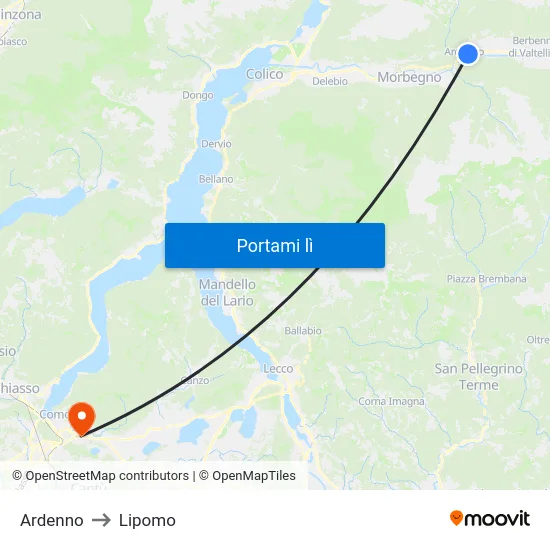 Ardenno to Lipomo map