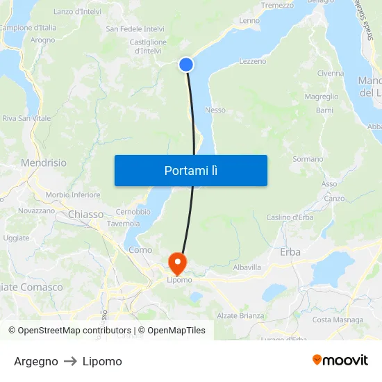 Argegno to Lipomo map