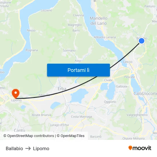 Ballabio to Lipomo map