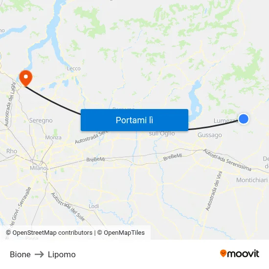 Bione to Lipomo map