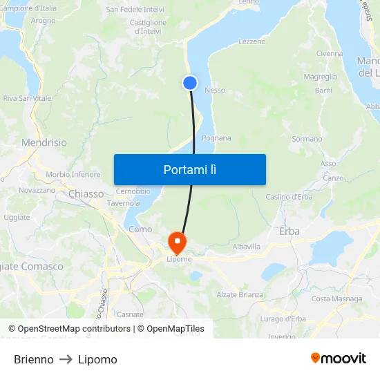 Brienno to Lipomo map
