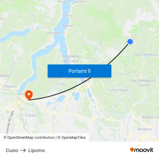 Cusio to Lipomo map