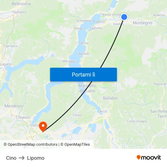 Cino to Lipomo map