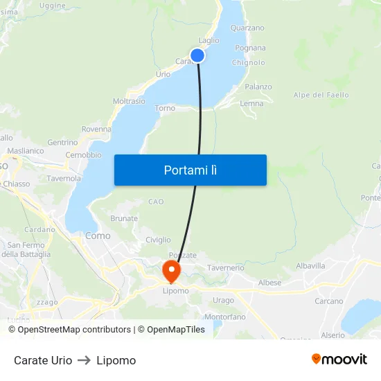 Carate Urio to Lipomo map