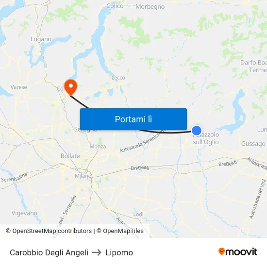 Carobbio Degli Angeli to Lipomo map