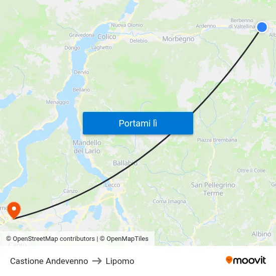 Castione Andevenno to Lipomo map