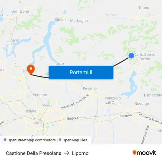 Castione Della Presolana to Lipomo map