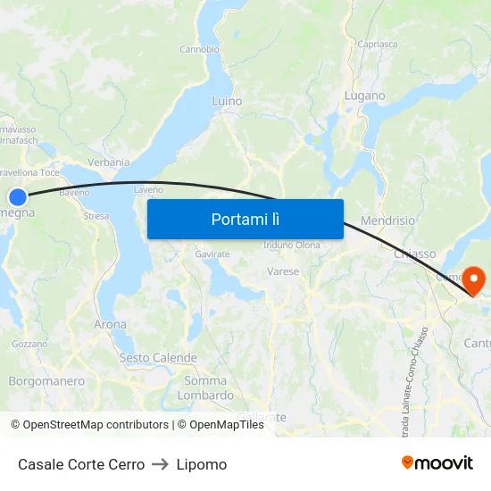 Casale Corte Cerro to Lipomo map