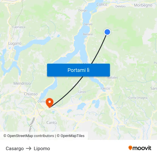 Casargo to Lipomo map