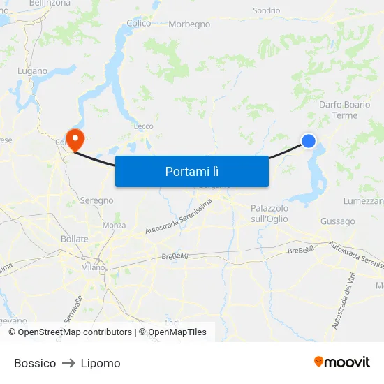 Bossico to Lipomo map