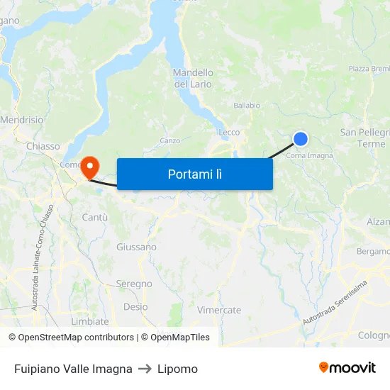 Fuipiano Valle Imagna to Lipomo map