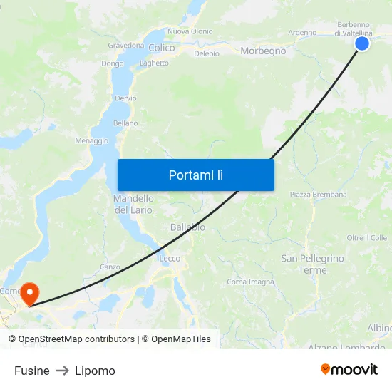 Fusine to Lipomo map