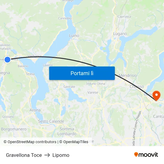 Gravellona Toce to Lipomo map